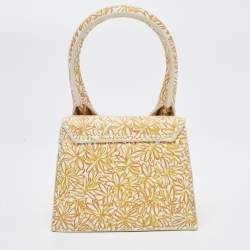 Jacquemus Yellow/White Floral Print Leather Mini Le Chiquito Top Handle Bag