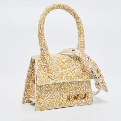 Jacquemus Yellow/White Floral Print Leather Mini Le Chiquito Top Handle Bag