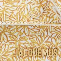 Jacquemus Yellow/White Floral Print Leather Mini Le Chiquito Top Handle Bag