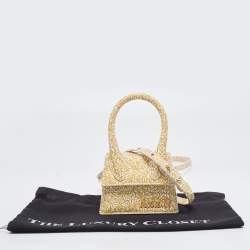 Jacquemus Yellow/White Floral Print Leather Mini Le Chiquito Top Handle Bag