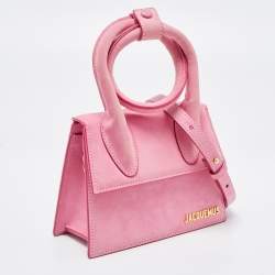 Jacquemus Pink Nubuck Leather Le Chiquito Noeud Top Handle Bag