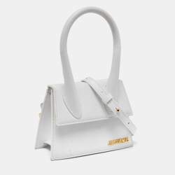 Jacquemus White Leather Le Chiquito Top Handle Bag