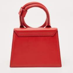 Jacquemus Red Leather Le Chiquito Noeud Top Handle Bag