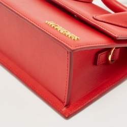 Jacquemus Red Leather Le Chiquito Noeud Top Handle Bag