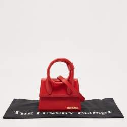 Jacquemus Red Leather Le Chiquito Noeud Top Handle Bag
