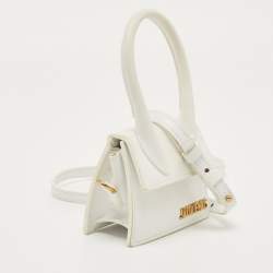 Pre Owned حقيبة جاكيموس لوتشيكيتو جلد بيضاء صغيرة