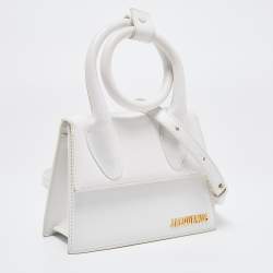 Jacquemus White Leather Le Chiquito Noeud Top Handle Bag