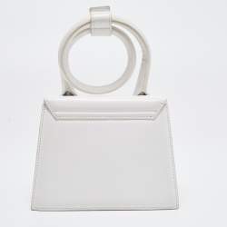 Jacquemus White Leather Le Chiquito Noeud Top Handle Bag