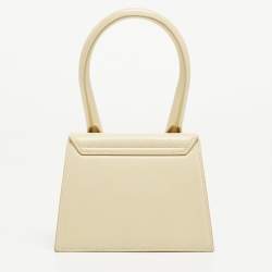 Pre Owned Jacquemus Cream Leather Le Chiquito Moyen Top Handle Bag