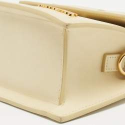 Pre Owned Jacquemus Cream Leather Le Chiquito Moyen Top Handle Bag