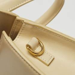 Pre Owned Jacquemus Cream Leather Le Chiquito Moyen Top Handle Bag