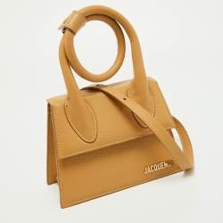 Pre Owned Jacquemus Beige Leather Le Chiquito Noeud Top Handle Bag