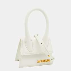 Pre Owned حقيبة جاكيموس لوتشيكيتو جلد بيضاء صغيرة