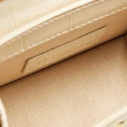 Pre Owned Jacquemus Cream Croc Embossed Leather Le Chiquito Mini Bag