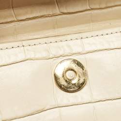 Pre Owned Jacquemus Cream Croc Embossed Leather Le Chiquito Mini Bag