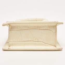Pre Owned Jacquemus Cream Croc Embossed Leather Le Chiquito Mini Bag