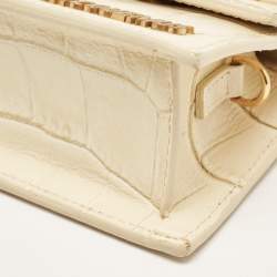 Pre Owned Jacquemus Cream Croc Embossed Leather Le Chiquito Mini Bag
