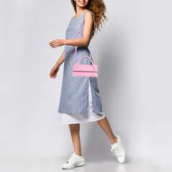 Jacquemus Light Pink Croc Embossed Nubuck Leather Long Le Chiquito Top Handle Bag