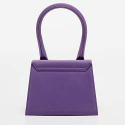 مملوكة مسبقًا Jacquemus Purple Nubuck Leather Le Chiquito Moyen Top Handle Bag