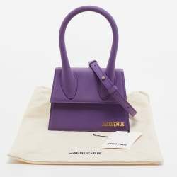 مملوكة مسبقًا Jacquemus Purple Nubuck Leather Le Chiquito Moyen Top Handle Bag