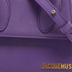 مملوكة مسبقًا Jacquemus Purple Nubuck Leather Le Chiquito Moyen Top Handle Bag