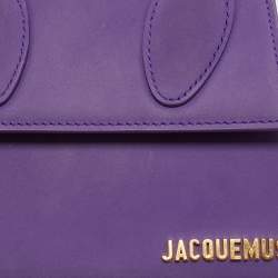 مملوكة مسبقًا Jacquemus Purple Nubuck Leather Le Chiquito Moyen Top Handle Bag