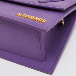 مملوكة مسبقًا Jacquemus Purple Nubuck Leather Le Chiquito Moyen Top Handle Bag