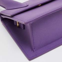 مملوكة مسبقًا Jacquemus Purple Nubuck Leather Le Chiquito Moyen Top Handle Bag