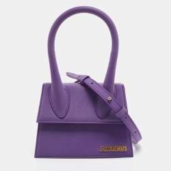 Pre Owned Jacquemus Purple Nubuck Leather Le Chiquito Moyen Top Handle Bag