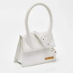 Pre Owned Jacquemus White Leather Le Chiquito Moyen Top Handle Bag