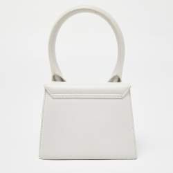 Pre Owned Jacquemus White Leather Le Chiquito Moyen Top Handle Bag