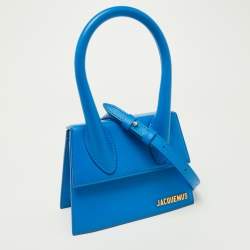 Pre Owned Jacquemus Blue Leather Le Chiquito Moyen Top Handle Bag
