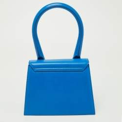 Pre Owned Jacquemus Blue Leather Le Chiquito Moyen Top Handle Bag
