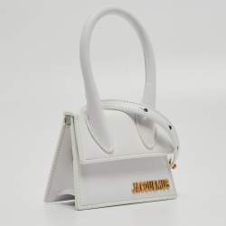 مملوكة مسبقًا Jacquemus White Leather Mini Le Chiquito Top Handle Bag