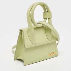 مملوكة مسبقًا Jacquemus Green Leather Le Chiquito Noeud Top Handle Bag