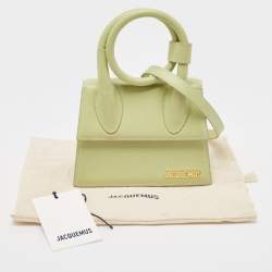 مملوكة مسبقًا Jacquemus Green Leather Le Chiquito Noeud Top Handle Bag