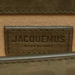 Pre Owned Jacquemus Olive Green Nubuck Leather Le Bambino Mini Top Handle Bag.