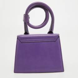 Jacquemus Purple Leather Le Chiquito Noeud Top Handle Bag