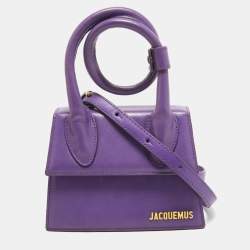 Jacquemus Purple Leather Le Chiquito Noeud Top Handle Bag