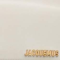 مملوكة مسبقًا Jacquemus White Leather Le Carinu Logo Shoulder Bag
