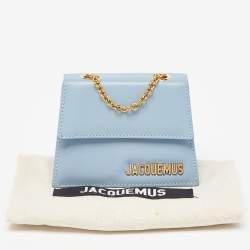 Pre Owned Jacquemus Light Blue Leather Mini Le Piccolo Chain Bag