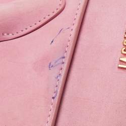 مملوكة مسبقًا Jacquemus Pink Croc Embossed Suede Long Le Chiquito Top Handle Bag