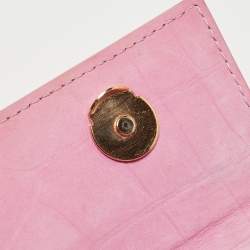 مملوكة مسبقًا Jacquemus Pink Croc Embossed Suede Long Le Chiquito Top Handle Bag