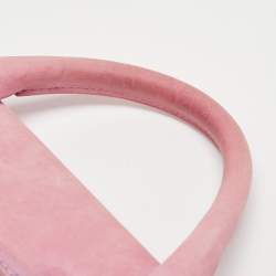 مملوكة مسبقًا Jacquemus Pink Croc Embossed Suede Long Le Chiquito Top Handle Bag