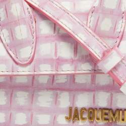 Jacquemus Pink/White Checkered Leather Mini Le Chiquito Top Handle Bag