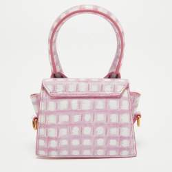 Jacquemus Pink/White Checkered Leather Mini Le Chiquito Top Handle Bag
