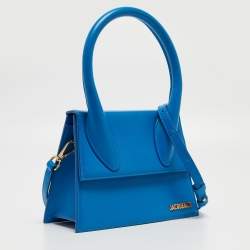 Jacquemus Blue Leather Grand Le Chiquito Top Handle Bag
