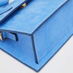 Pre Owned Jacquemus Blue Nubuck Leather Le Chiquito Noeud Top Handle Bag