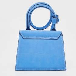 Pre Owned Jacquemus Blue Nubuck Leather Le Chiquito Noeud Top Handle Bag