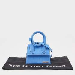 Pre Owned Jacquemus Blue Nubuck Leather Le Chiquito Noeud Top Handle Bag